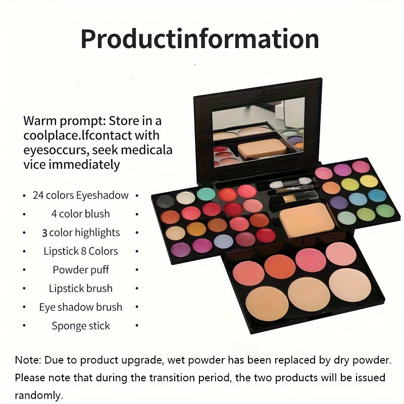 Paleta de maquillaje para mujer 39 con sombras, rubores y tintes para labios