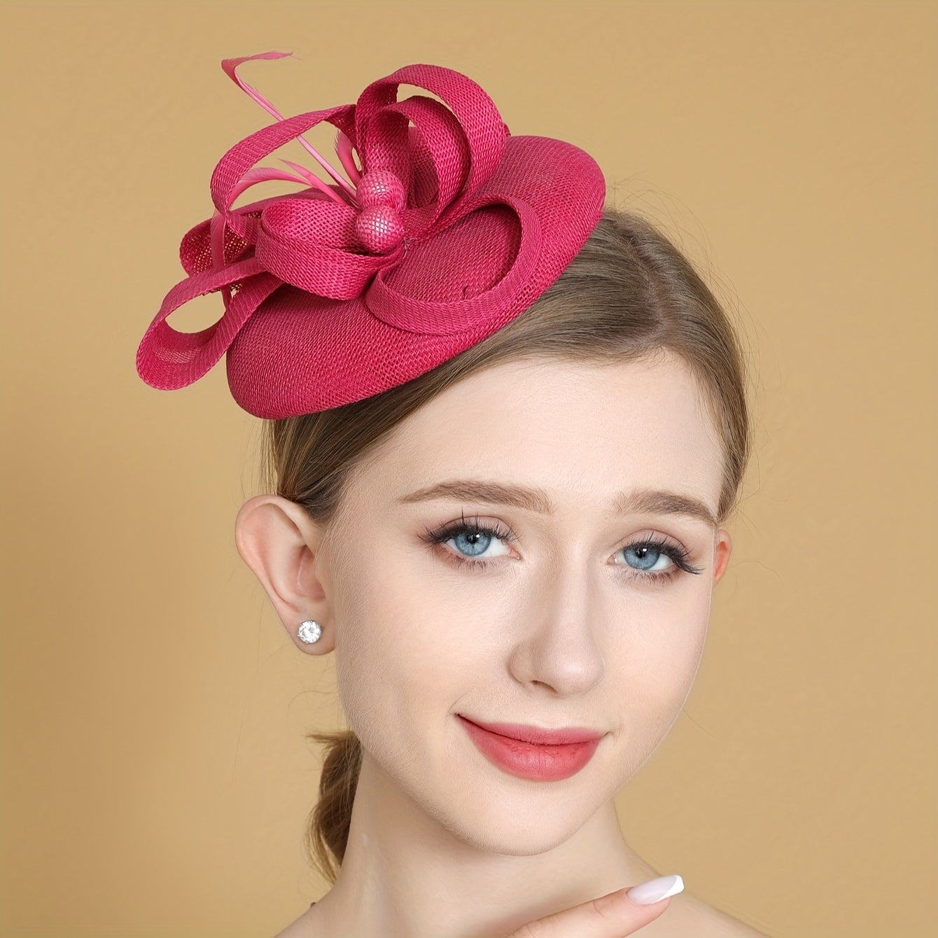 Retro Style Headband with Faux Feathers and Ribbon Knot for Weddings and Events