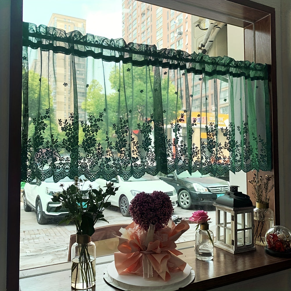 Embroidered Lace Vintage Floral Short Curtains for Small Windows Kitchen Bedroom Home Decor
