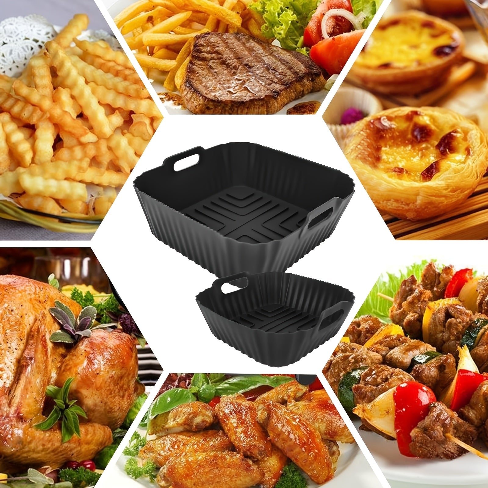 Silicone Air Fryer Liners Set for Ninja Crispi FN101GY 4QT and 6 Cup Non-Stick Reusable