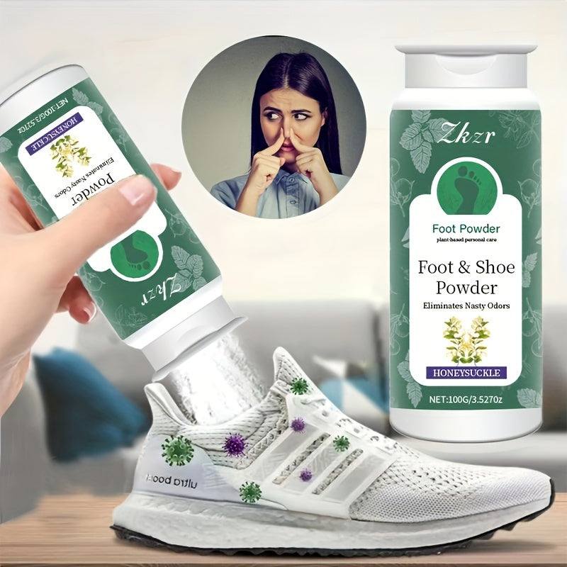 Пудра-дезодорант для ног и обуви с жимолостью, без спирта, с глицерином, гиалуроновой кислотой, устраняющая запахи, для зимы и осени