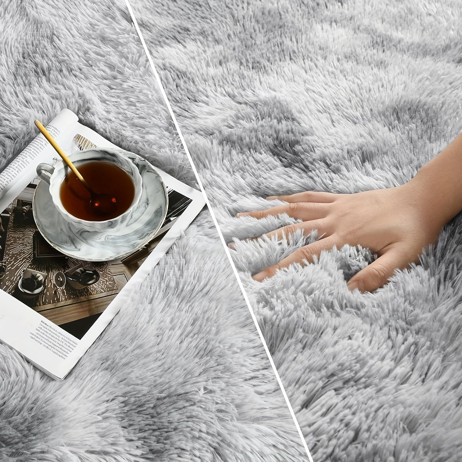 Katta Yumshoq Qulay Uzun Shaggy Sun'iy Mo'yna Maydoni Gilam, Qo'l bilan yuvilishi mumkin bo'lgan Ichki Polyester Plush Gilam. Yashash xonasi, Yotoqxona va Jamoat joylari uchun mos. Zamonaviy Gradient Dizayni bilan Oson Parvarish.