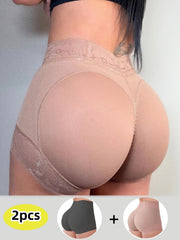 Women High-Waisted Shapewear Panties with Lace Tummy Control and Butt Lifting