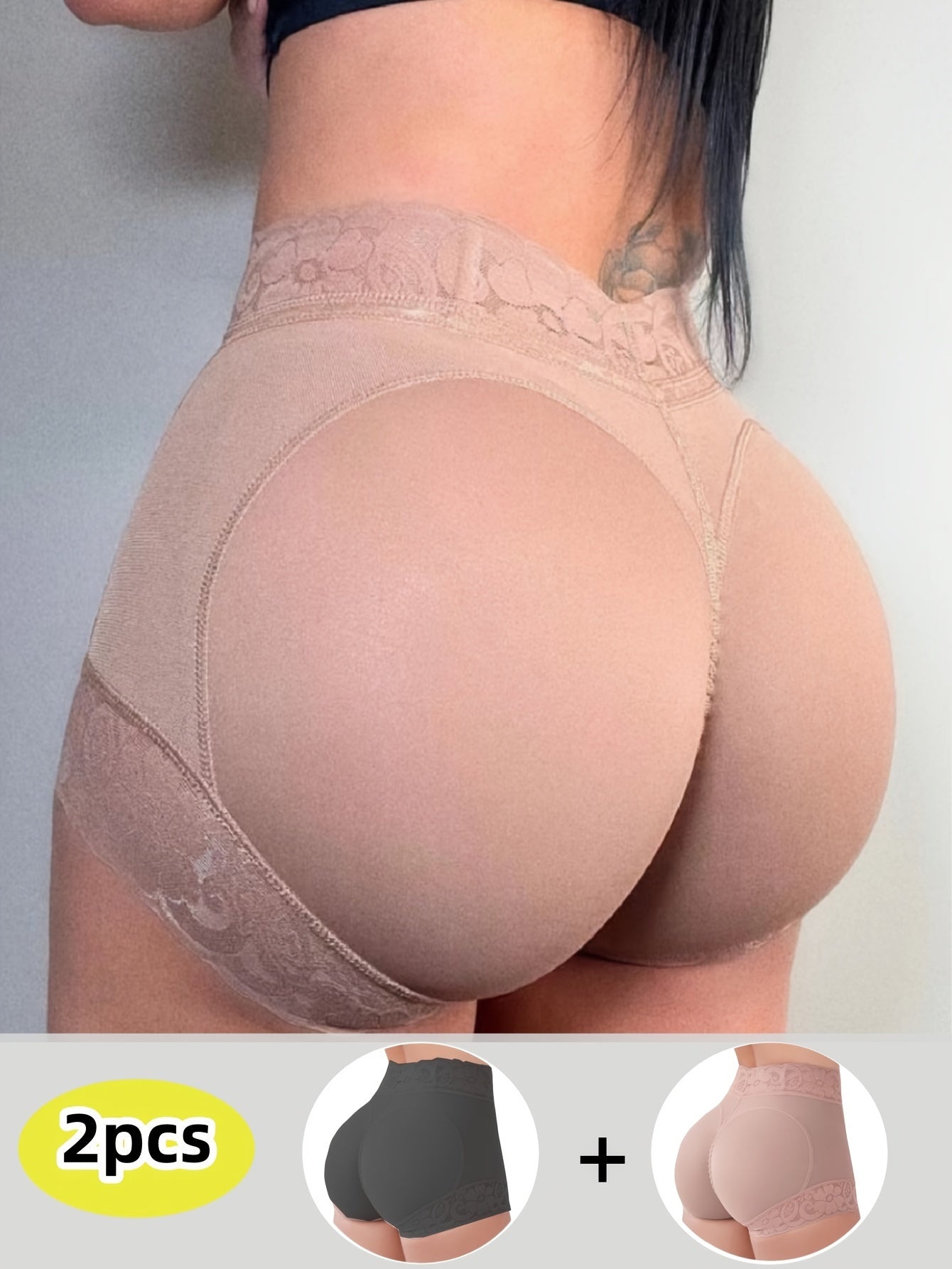 Women High-Waisted Shapewear Panties with Lace Tummy Control and Butt Lifting