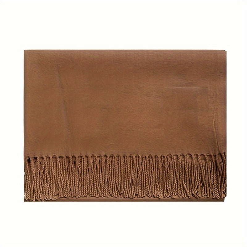 Шарф из имитации кашемира однотонный для женщин с кисточками, теплый для осени и зимы