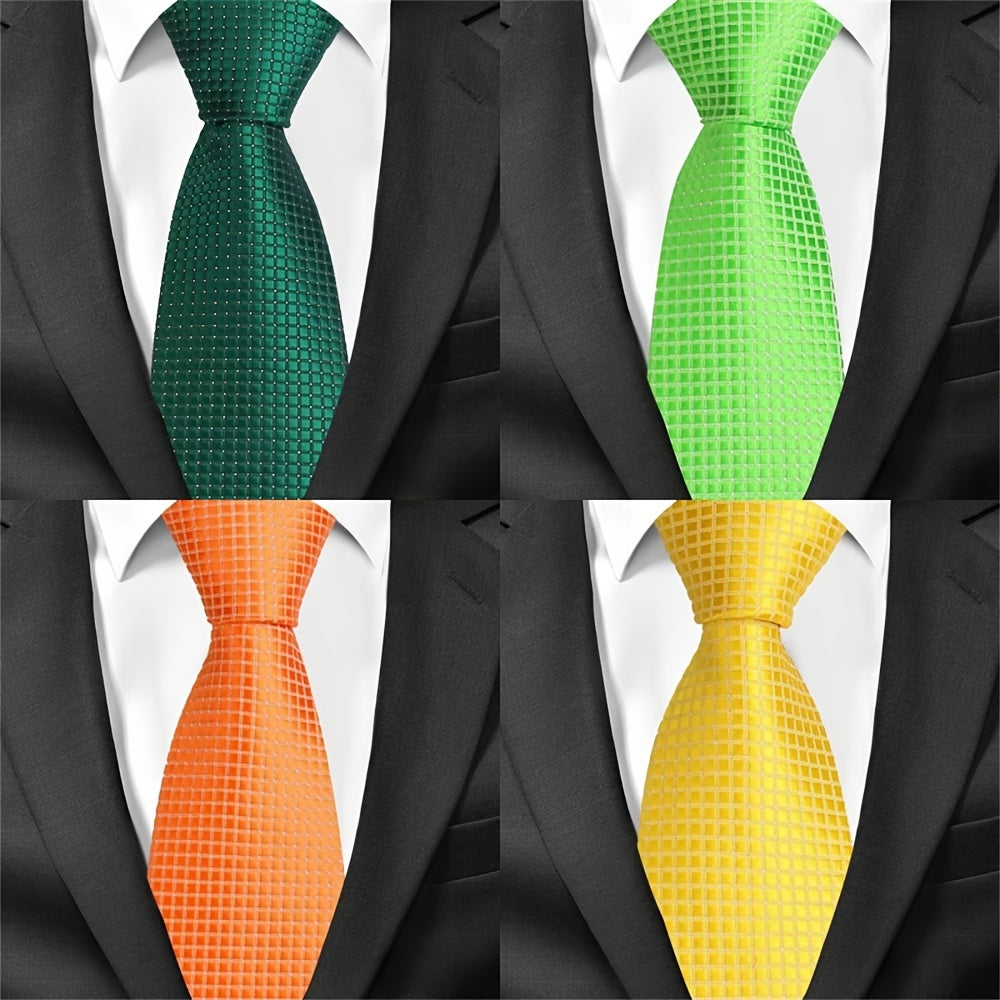 Men's Classic Business Tie Small Plaid Pattern Wedding Tie for Formal Events