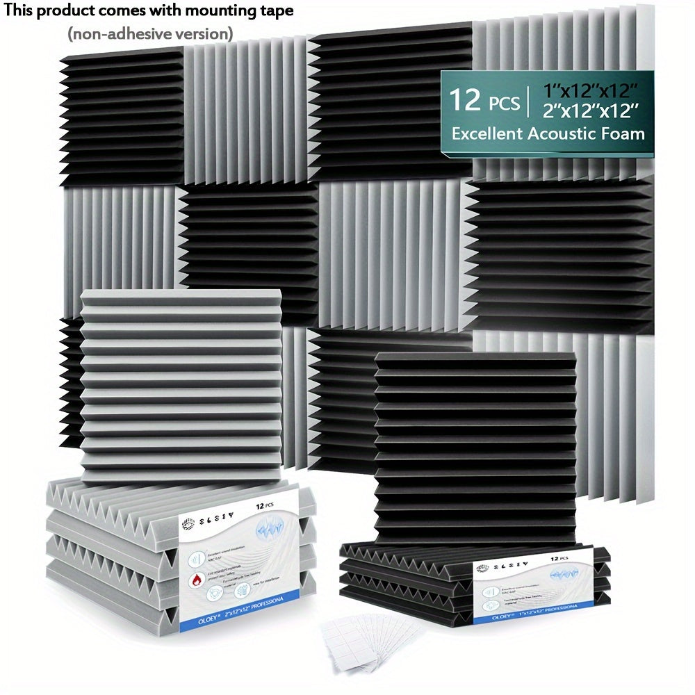 12 штук акустических панелей из пенопласта для снижения шума, звукоизоляции, белые, черные, серые, 30x30x2.5 см