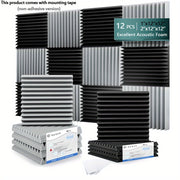 12 штук акустических панелей из пенопласта для снижения шума, звукоизоляции, белые, черные, серые, 30x30x2.5 см