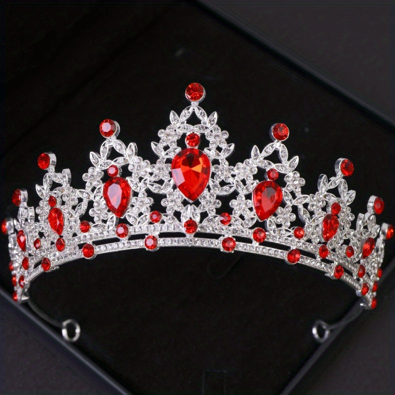 To'y libosi uchun rang-barang rhinestone taxtasi, malika, qizlar partiyasi soch aksessuarlari