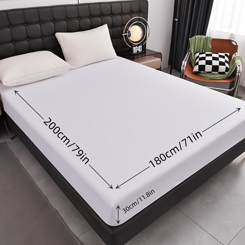 Waterproof Fitted Sheet Solid Black Breathable Deep Pocket Easy Care