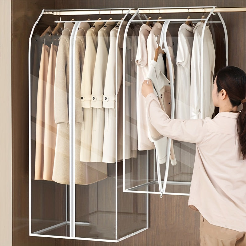 Gran bolsa de ropa transparente con cremallera para almacenamiento de abrigos, trajes y vestidos