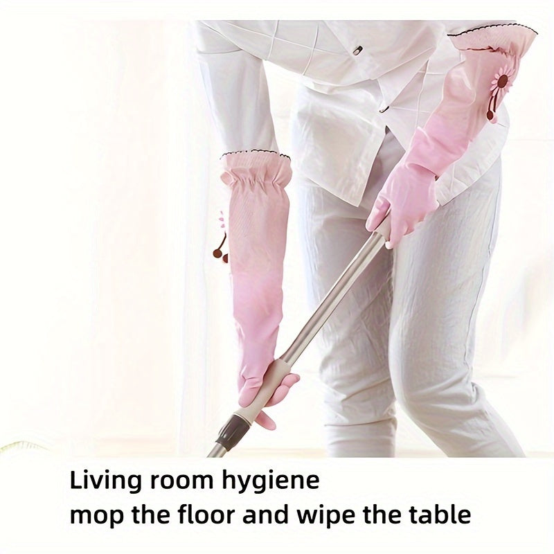 5 Pcs Winter Warm Fleece-Lined Waterproof Dishwashing Gloves Non-Slip for Kitchen Bathroom