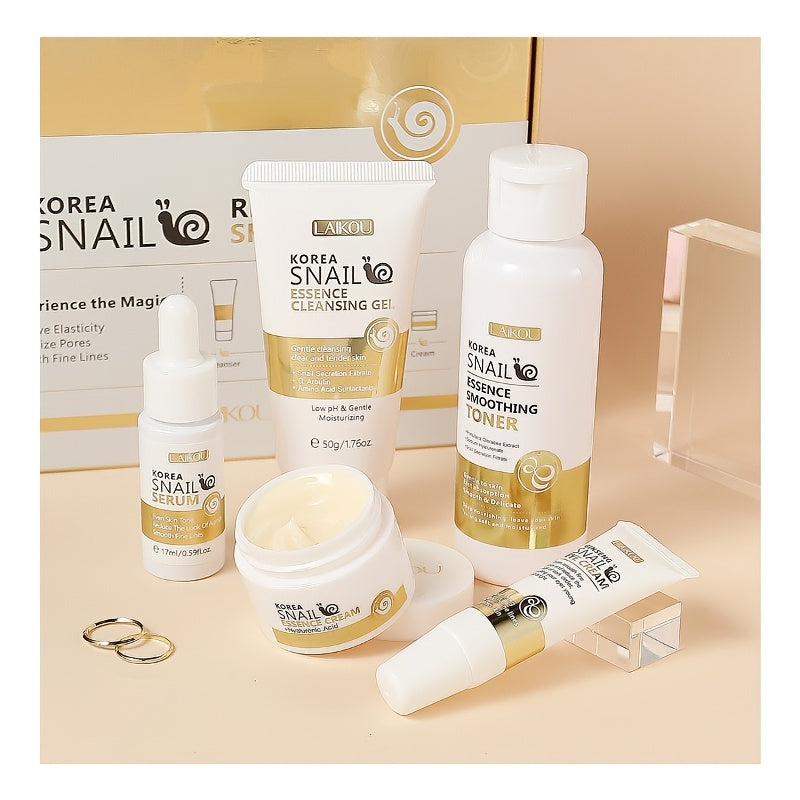 Unisex Korean Snail Revitalizing Skincare Set 5 or 10 Pieces Moisturizing Glycerin Free