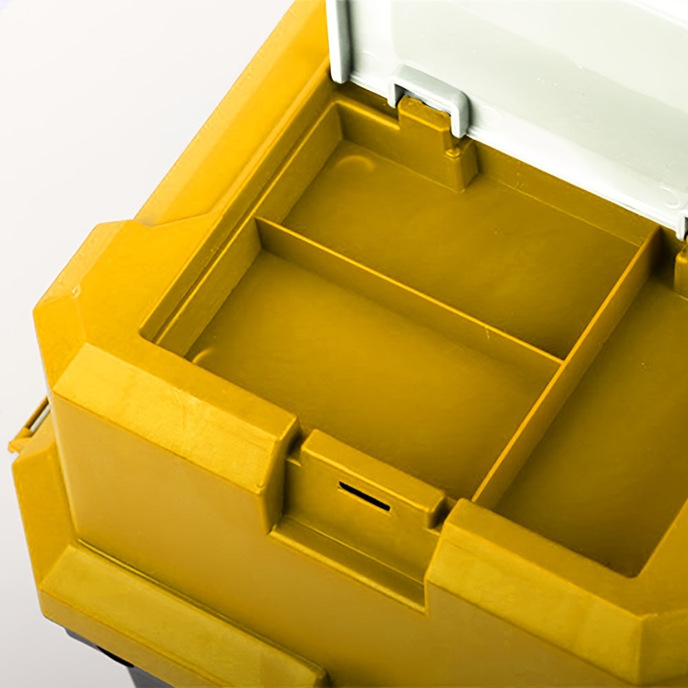 21-Inch Plastic Toolbox Organizer with Metal Handles Waterproof Black Yellow