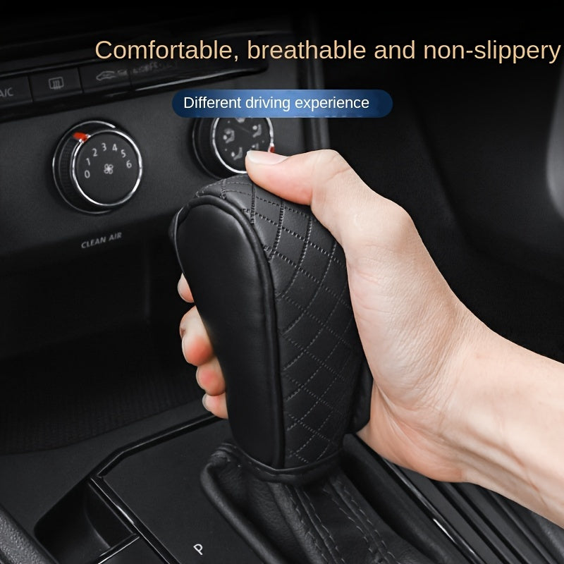 Universal PU Leather Non-Slip Car Gear Shift Knob Cover Black Auto Parts