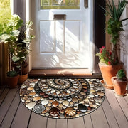 Colorful Pebble Welcome Mat with Spiral Stone Design Non-Slip Velvet Door Mat for Front Door Bedroom Kitchen Bathroom