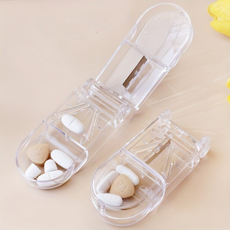 Portable Mini Pill Cutter and Storage Box with Dust Separator