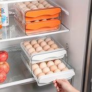 Egg Storage Box Refrigerator Organizer Clear Plastic Double Layer with Handles