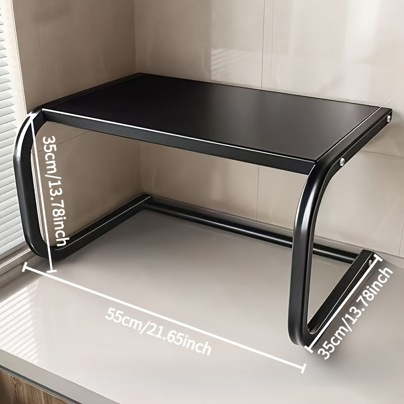 Microwave Stand with Spice Rack Double Layer Metal Space-Saving Kitchen Organizer in 3 Colors