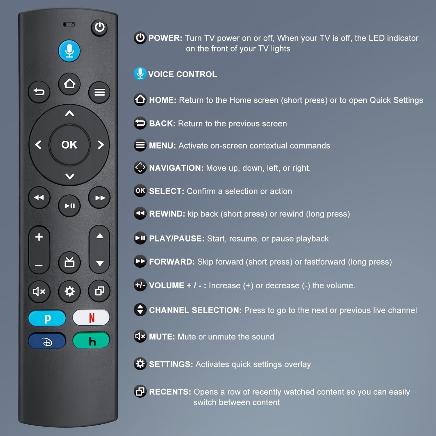 Control remoto de reemplazo para Fire TV Stick 4ª generación Insignia Toshiba Fire Smart TV Cube
