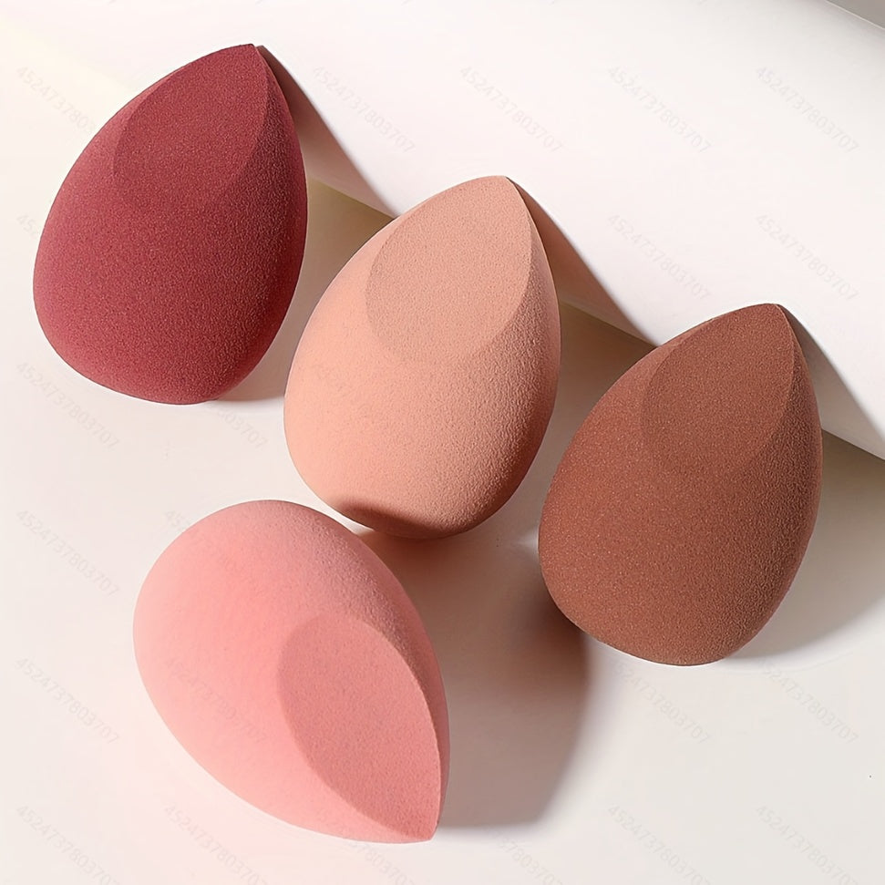 Kit de esponjas de maquillaje rosa de 4 piezas, esponjas en forma de gota de agua para líquidos y polvos