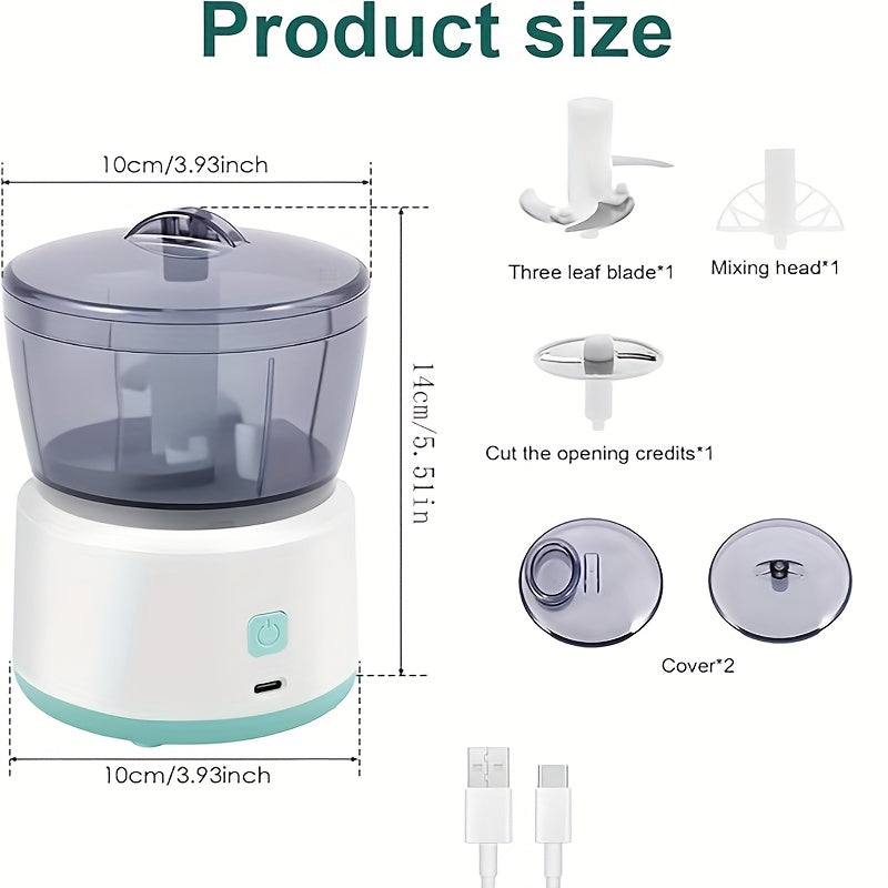Mini picadora de carne recargable 3 en 1 con cuchillas de acero inoxidable, 10000 RPM