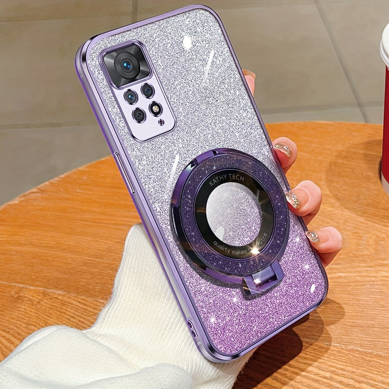 Magnetic Suction Phone Case for Redmi Series with Gradient Flash Powder Shockproof TPU