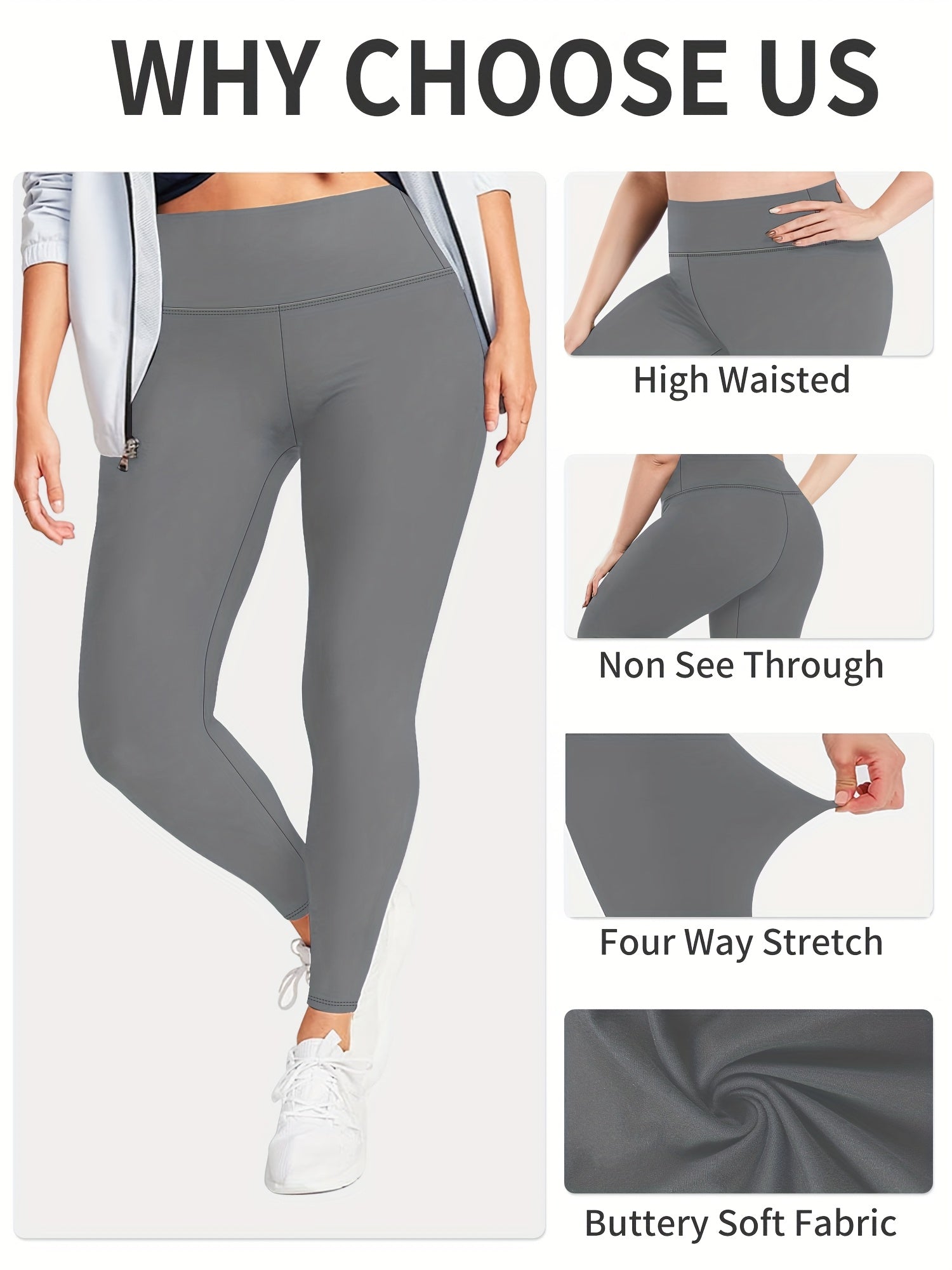 Plus Size High-Waisted Solid Color Leggings 3-Pack