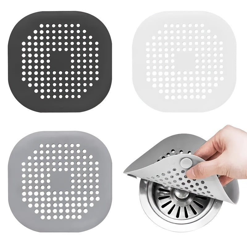 Rejilla de silicona para cabello en el desagüe con ventosa para prevenir atascos en lavabo y ducha