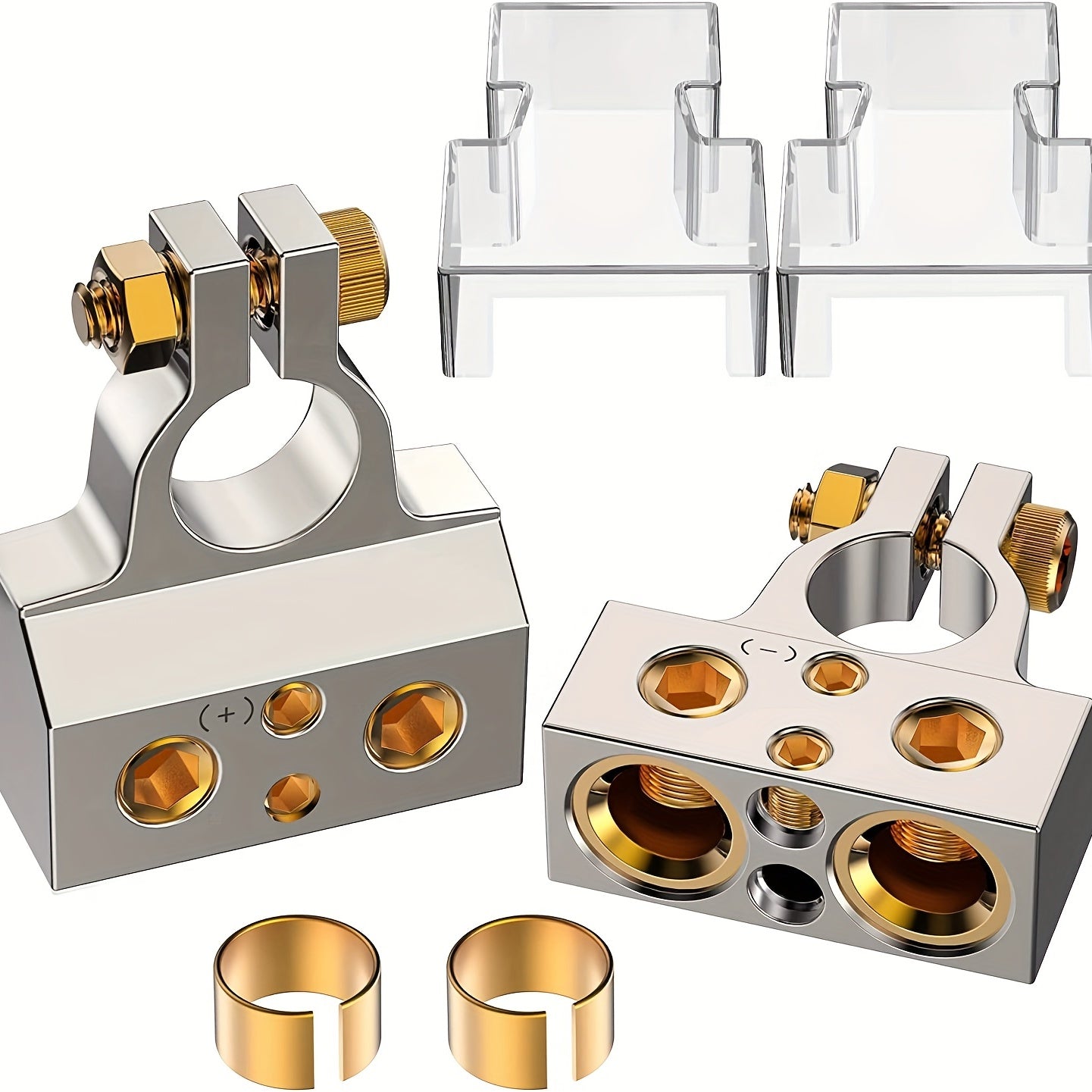 2 Pack Heavy Duty Automotive Battery Terminal Connectors with Protective Cover