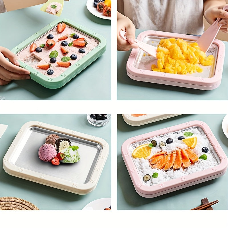 Máquina de helado de acero inoxidable para helado enrollado casero, yogur congelado, fácil de manejar