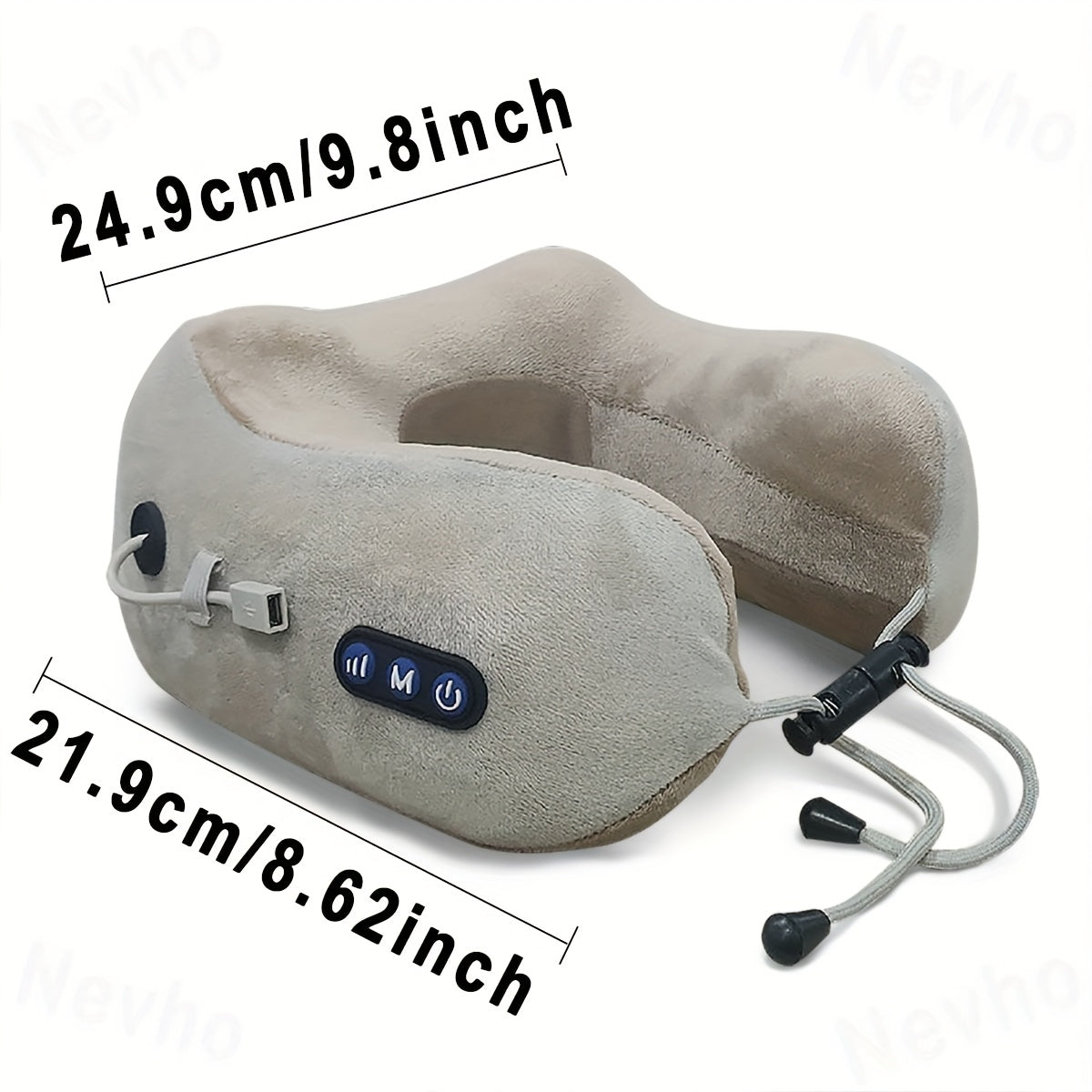 Travel Neck Pillow with Massage Function and Rechargeable Battery for Office and Travel