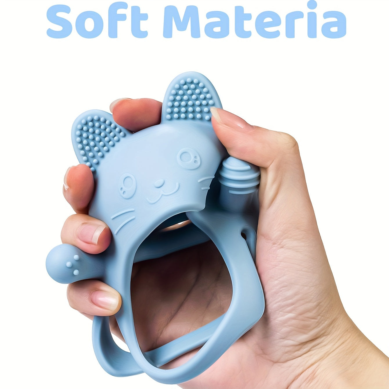 Chiroyli Silikon quyon tishlagich qoʻllari bolalar uchun, toksik emas, yumshoq chaynash o'yinchoqi