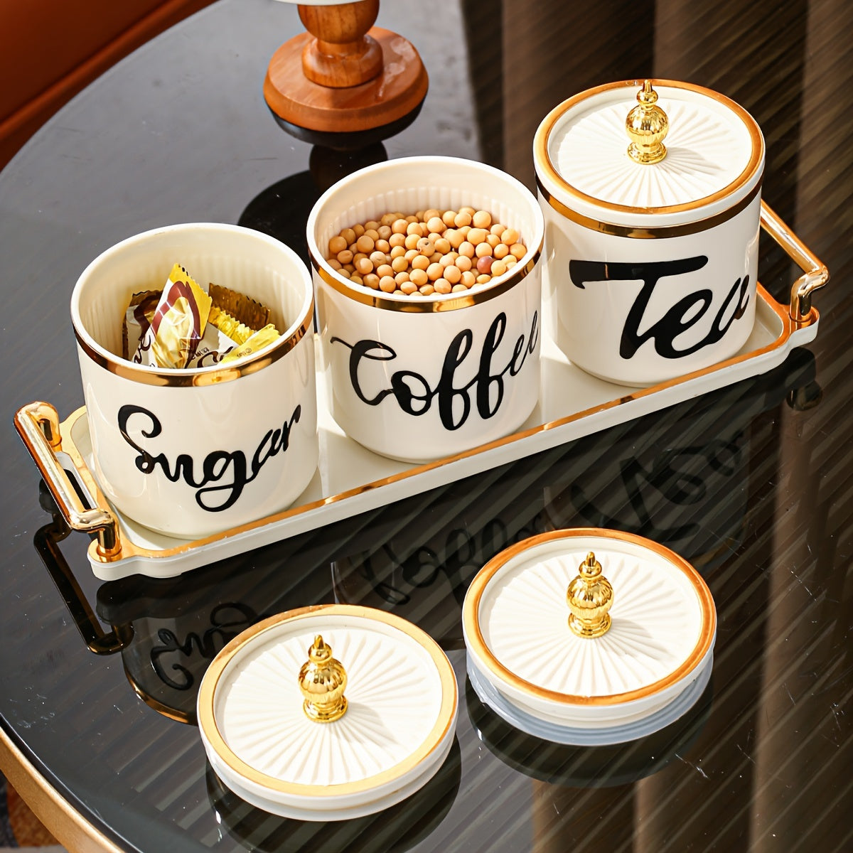 Nordic-Inspired Serving Tray Set with Candy Jar for Dried Fruits and Breakfast