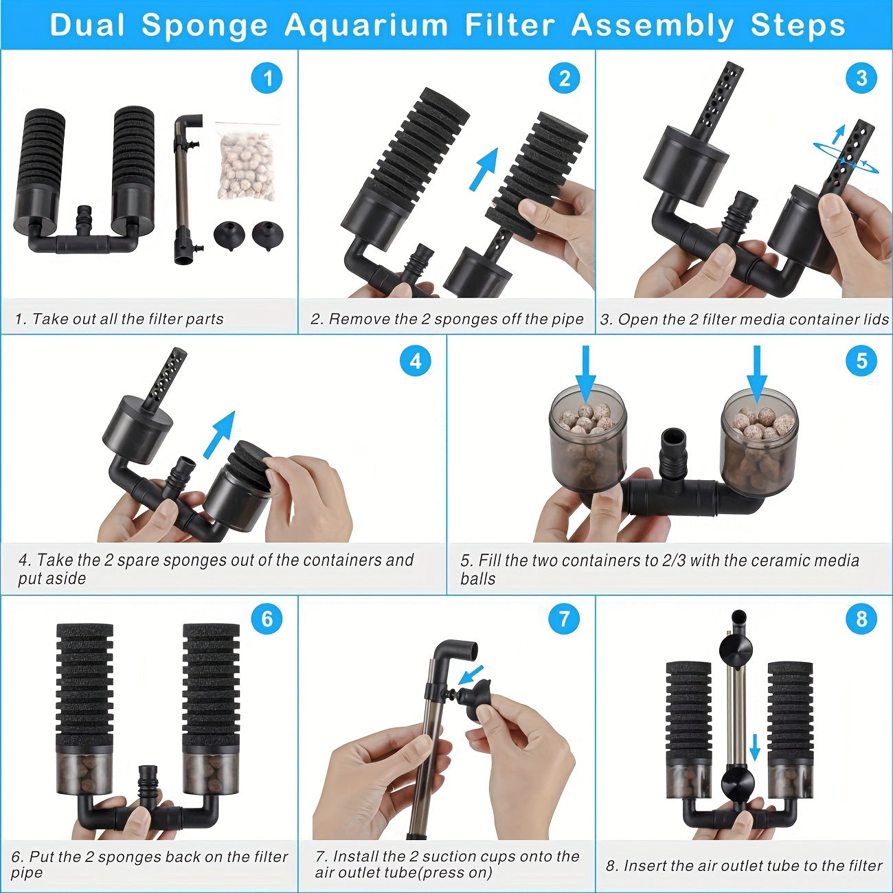 Biochemical Cotton Sponge Filter for Aquarium and Turtle Tanks Not Including Water Pump