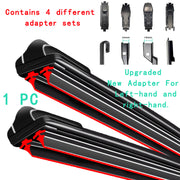 Car Windshield Wiper Blade Set with Adapters, Rubber, Multiple Sizes