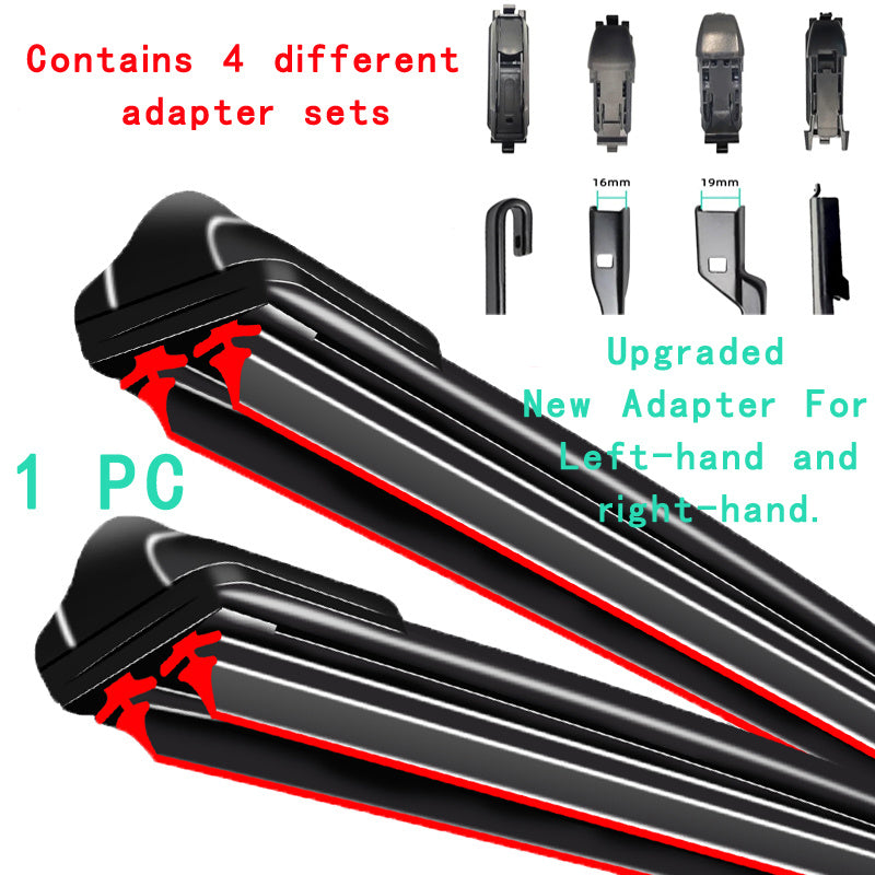 Car Windshield Wiper Blade Set 4 Adapters High-Quality Rubber Durable Sizes