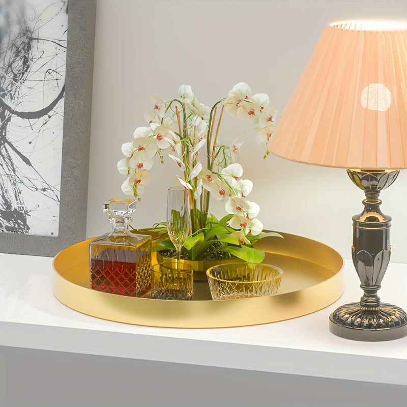 Stainless Steel Round Storage Tray Nordic Style for Cosmetics Jewelry Keys Multiple Sizes