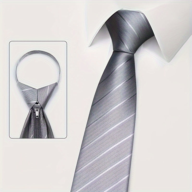 Men's Zipper Tie for Formal Events Wedding Banquet Grooms Best Men