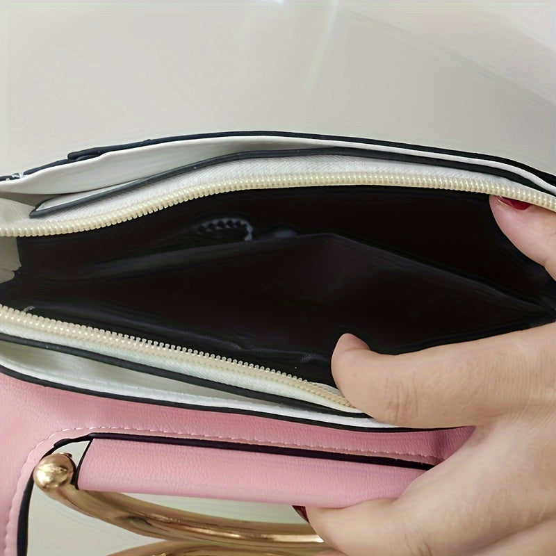 Bolso bandolera de color sólido de PU para mujer con correa ajustable y cierre magnético