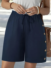 Брюки для женщин больших размеров с высокой талией и прямым кроем в морском синем цвете, повседневные рабочие штаны