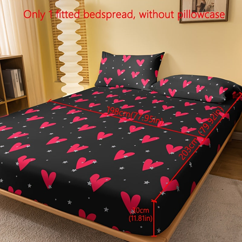 Soft Heart Print Fitted Sheet Deep Pockets Bed Bedroom Guest Room