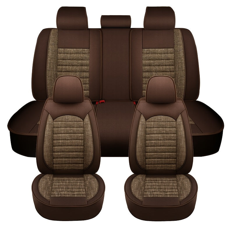 Funda de asiento de coche de cobertura total para todos los vehículos textura de lino duradera transpirable