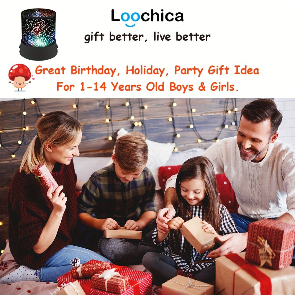 Proyector de luz nocturna de pequeña luna y estrella para ambiente relajante, alimentado por batería