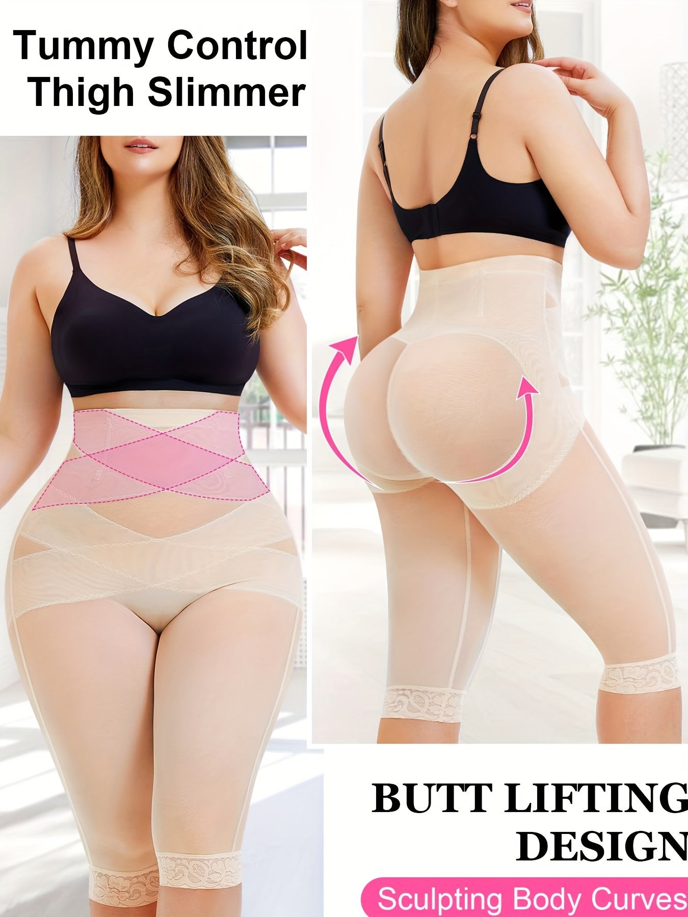 Women's Lace Trim Shaping Shorts Tummy Control Compression Slimming Underwear