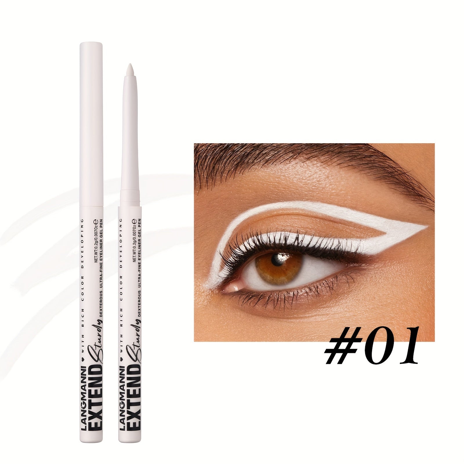 Women Eyeliner Gel Pen 12 Colors Long-Lasting Waterproof Smudge-Proof Brown
