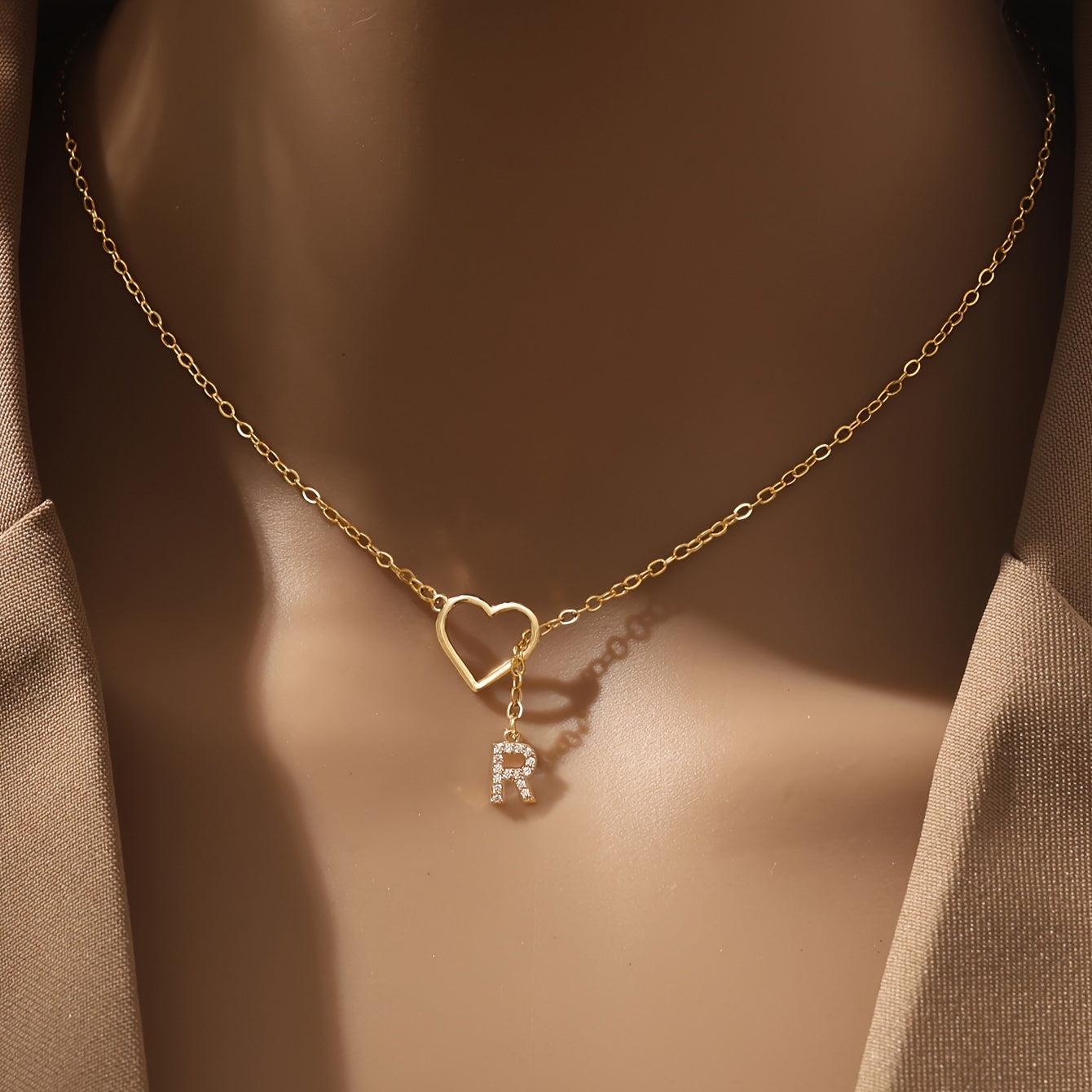 Personalized Letter Pendant Necklace for Women and Teen Girls Zirconia Heart Charm Initials Copper Chain Jewelry