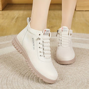 Women Ankle Boots Faux Leather Zipper Casual Solid Color Winter