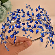 Diadema de novia bohemia con tiara de pedrería y cuentas, accesorio de boda en rojo, verde y azul