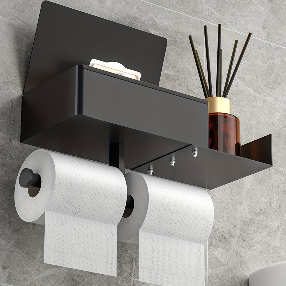 Stainless Steel Toilet Paper Holder with Shelf and Wipes Dispenser for Bathroom Organization